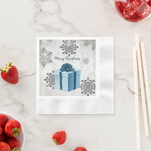 Blue Christmas Geschenkpapier Napkin Serviette (Beispiel)