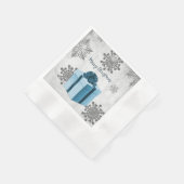 Blue Christmas Geschenkpapier Napkin Serviette (Ecke)
