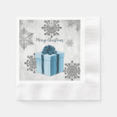 Blue Christmas Geschenkpapier Napkin Serviette (Vorderseite)