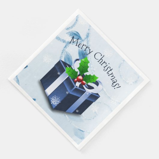 Blue Christmas Geschenkpapier Napkin Serviette (Ecke)