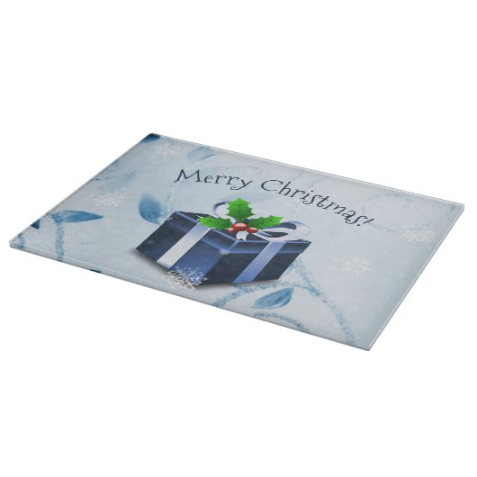 Blue Christmas Gift Cutting Board Schneidebrett (Ecke)