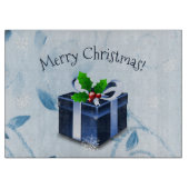 Blue Christmas Gift Cutting Board Schneidebrett (Vorderseite)