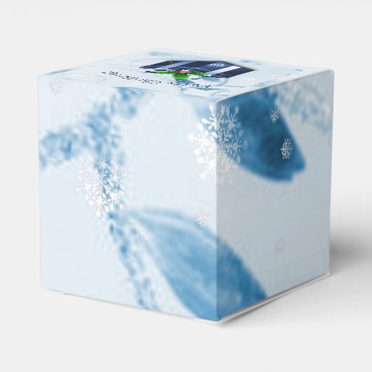 Blue Christmas Gift Favor Box Geschenkschachtel (Rückseite)