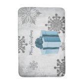 Blue Christmas Gift Holiday Bath Mat Badematte (Vorderseite Vertikal)