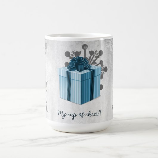Blue Christmas Gift Holiday Tasse (Mittel)