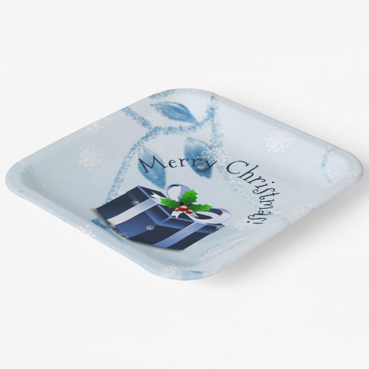 Blue Christmas Gift Paper Plate Pappteller (Gewinkelt)