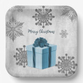 Blue Christmas Gift Paper Plate Pappteller (Vorderseite)