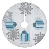 Blue Christmas Gift Tree Skirt Fleece Weihnachtsbaumdecke (Vorderseite)
