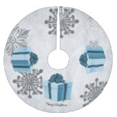 Blue Christmas Gift Tree Skirt Polyester Weihnachtsbaumdecke (Vorderseite)