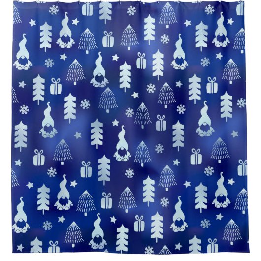 Blue Christmas Gnome Duschvorhang (Vorderseite)