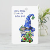 Blue Christmas Gnome Feiertagskarte (Stehend Vorderseite)
