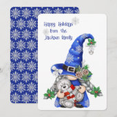 Blue Christmas Gnome Feiertagskarte (Vorne/Hinten)