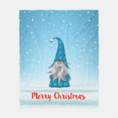 Blue Christmas Gnome Fleecedecke (Vorderseite)