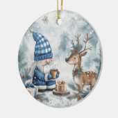 Blue Christmas Gnome Keramik Ornament (Links)