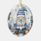 Blue Christmas Gnome Keramik Ornament (Rechts)