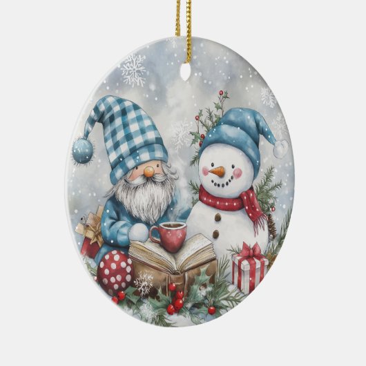 Blue Christmas Gnome  Keramik Ornament (Rechts)