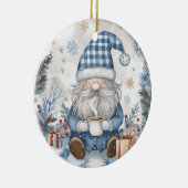 Blue Christmas Gnome  Keramik Ornament (Rechts)