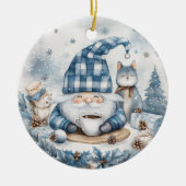 Blue Christmas Gnome  Keramik Ornament (Vorne)