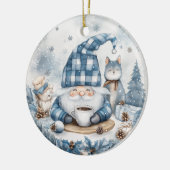Blue Christmas Gnome  Keramik Ornament (Links)