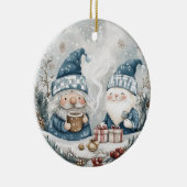 Blue Christmas Gnome  Keramik Ornament (Rechts)