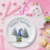 Blue Christmas Gnome mit Tree Pappteller (Party)