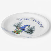 Blue Christmas Gnome mit Tree Pappteller (Schrägansicht)