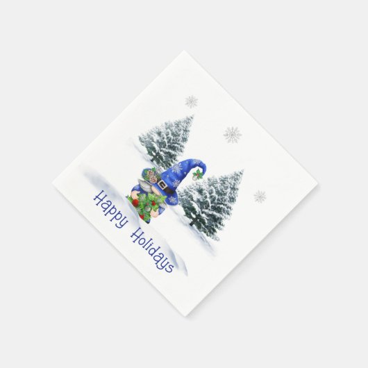 Blue Christmas Gnome mit Tree Serviette (Ecke)
