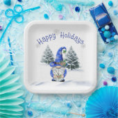 Blue Christmas Gnome mit Uhr Pappteller (Party)