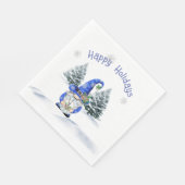 Blue Christmas Gnome mit Uhr Serviette (Ecke)