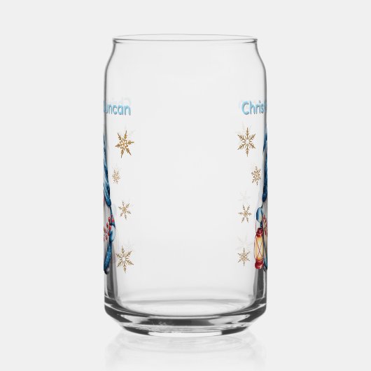 Blue Christmas Gnome with Red Lantern Berries Dosenglas (Rechts)