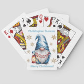 Blue Christmas Gnome with Red Lantern Berries Spielkarten (Rückseite)