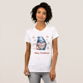 Blue Christmas Gnome with Red Lantern Berries T-Shirt (Vorne ganz)