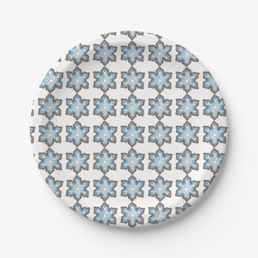Blue Christmas Hanukkah Snowflake Cookie Winter Pappteller (Vorderseite)