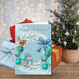 Blue Christmas Happy Holidays Greeting Card Feiertagskarte
