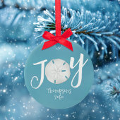 Blue Christmas Holiday Joy Photo Beach Sand Dollar Keramik Ornament