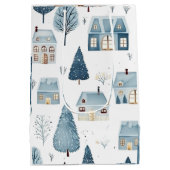 Blue Christmas House und Bäume Mittlere Geschenktüte (Rückseite)