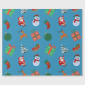 Blue Christmas Icons Geschenkpapier (Flach)