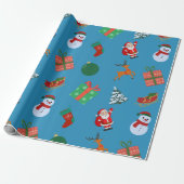 Blue Christmas Icons Geschenkpapier (Ungerollt)