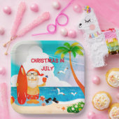 Blue Christmas im Juli Santa Claus Summer Beach Pappteller (Party)