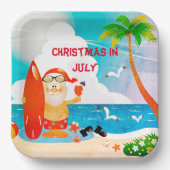 Blue Christmas im Juli Santa Claus Summer Beach Pappteller (Vorderseite)