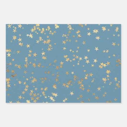 Blue Christmas Imitate Gold Foil Urlaub Geschenkpapier Set (Vorderseite 2)