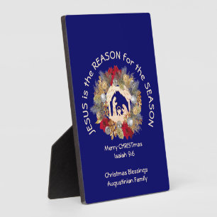 Blue Christmas JESUS IST DIE REASON Plaque Fotoplatte