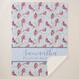 Blue Christmas Kardinal Bird Personalisierter Name Sherpadecke