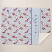 Blue Christmas Kardinal Bird Personalisierter Name Sherpadecke (Vorderseite (Horizontal))