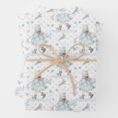 Blue Christmas Little Girl Geschenkpapier Set (Beispiel)