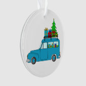 Blue Christmas LKW mit Geschenken Ornament (Vorderseite)