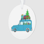 Blue Christmas LKW mit Geschenken Ornament (Vorderseite)