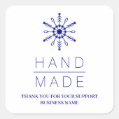Blue Christmas Modern Snowflake for Business Quadratischer Aufkleber (Vorderseite)