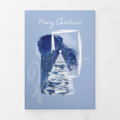 Blue Christmas Multi Foto Collage Dreifach Gefaltete Urlaubskarte (Cover)