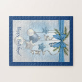 Blue Christmas Multiple Ornaments 11"x14" Puzzle (Horizontal)